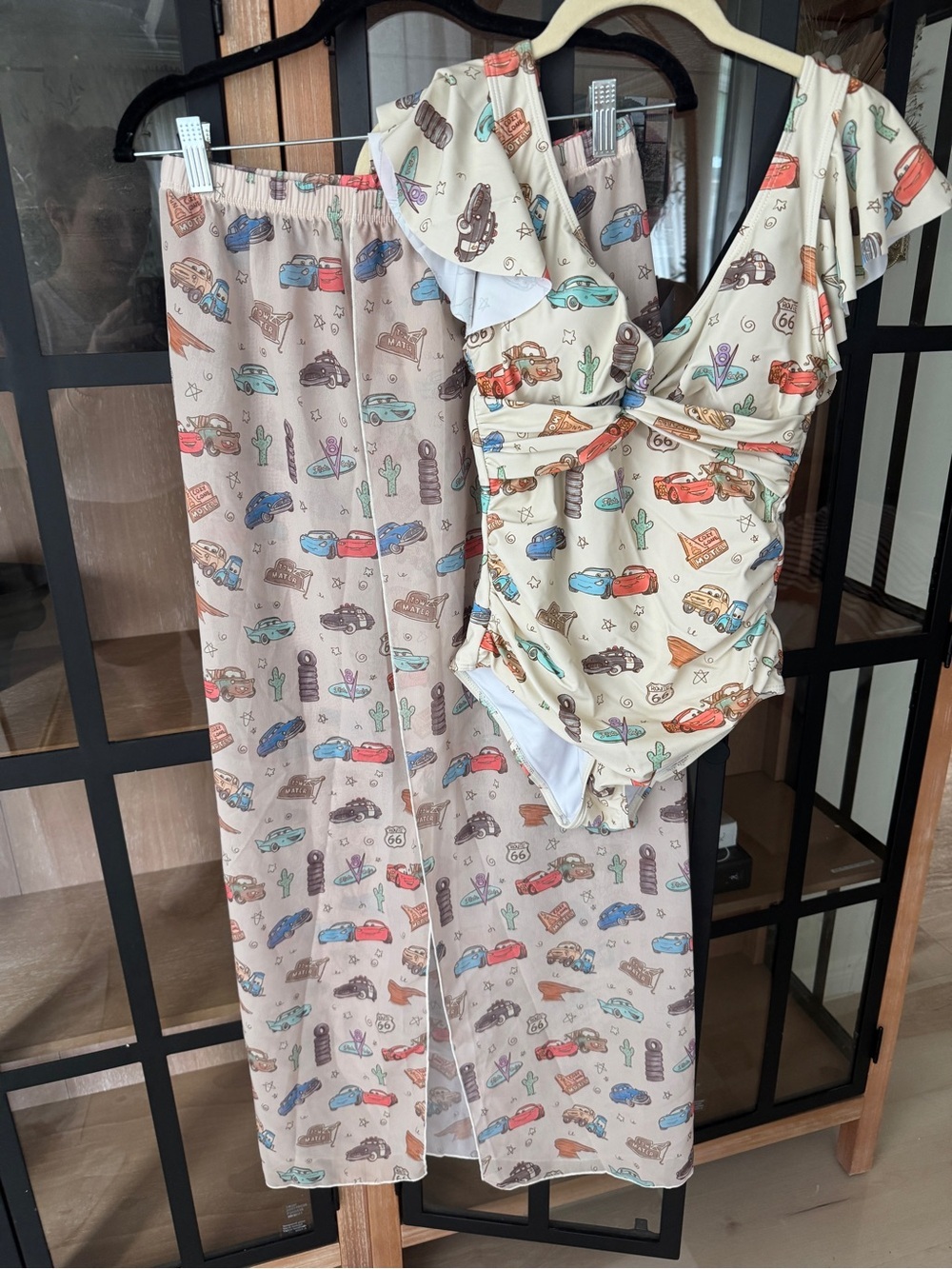 NWT Cars Disney Pixar one piece swimsuit coverup skirt ruffle lightning mcqueen